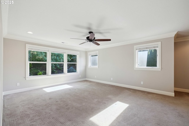 2760 SW Sylvania Ter, Portland, OR 97219 - carpeted empty room featuring a ceiling fan and crown molding