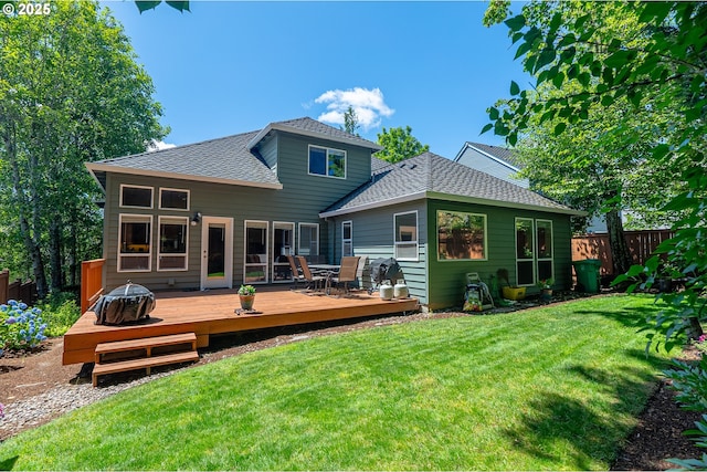 1406 NW Slocum Way, Portland, OR 97229 - back of house with a shingled roof and a wooden deck