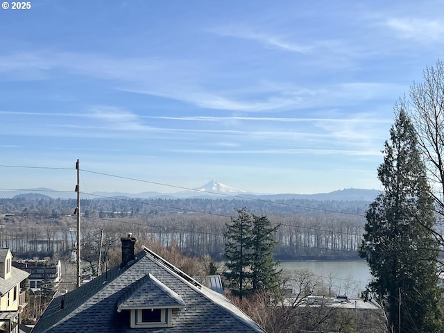 view of water feature with a mountain view