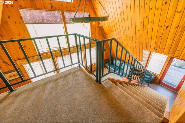 5920 Elkhead Rd, Yoncalla, OR 97499 - staircase with wooden walls