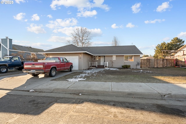 single story home featuring a garage