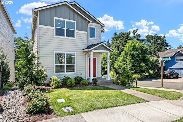 2504 Brackenfern Rd, Eugene, OR 97403 - view of front of home featuring board and batten siding and a front lawn