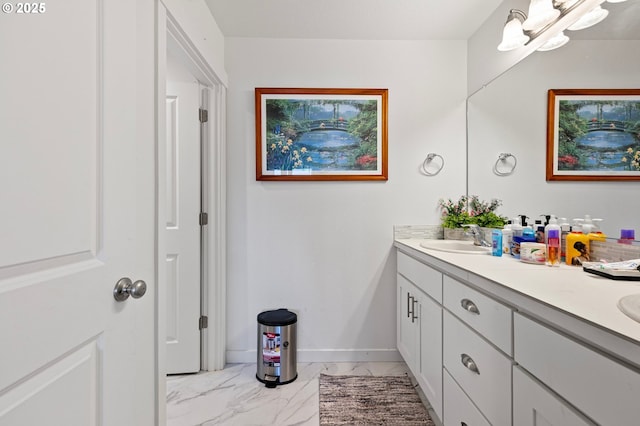 2504 Brackenfern Rd, Eugene, OR 97403 - full bath featuring marble finish floors, double vanity, and baseboards
