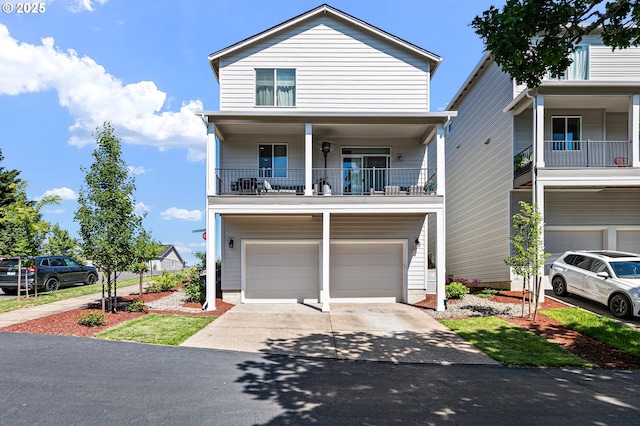 2504 Brackenfern Rd, Eugene, OR 97403 - view of front of home featuring an attached garage, concrete driveway, and a balcony