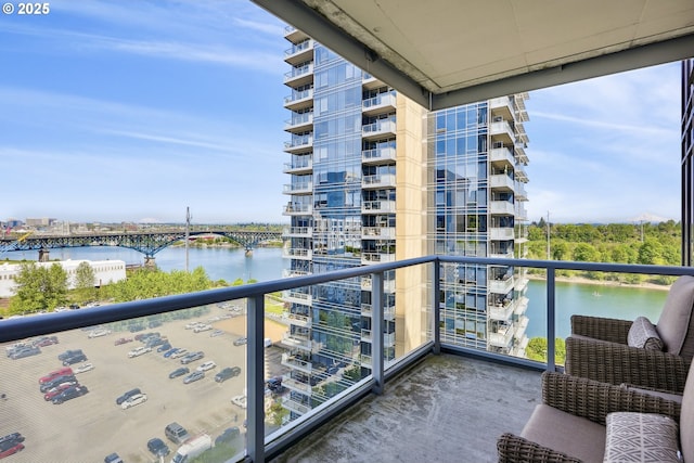 balcony with a water view