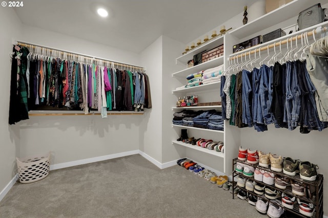 spacious closet with carpet