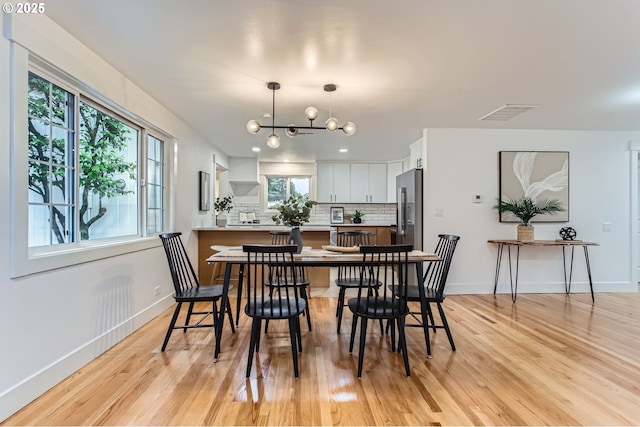 11940 SW Edgewood St, Portland, OR 97225 - dining room featuring light wood finished floors, baseboards, and a chandelier