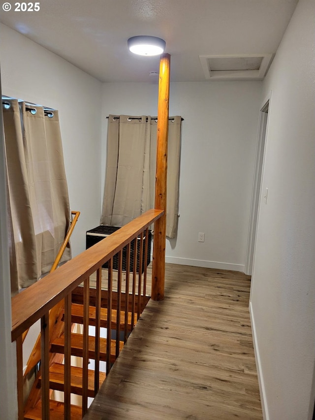 24120 E Farragut St, Welches, OR 97067 - hallway with attic access, baseboards, and wood finished floors