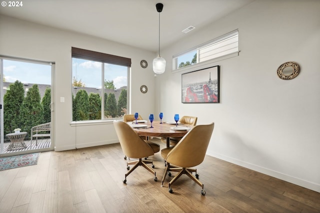 dining room with wood-type flooring