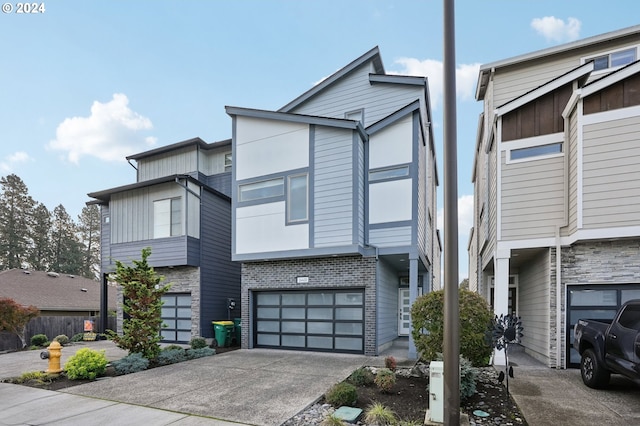 view of front of property with a garage