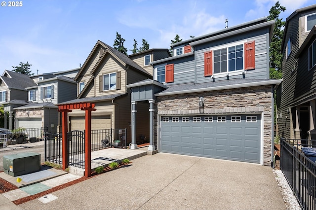 20937 SW Edgemont St, Beaverton, OR 97003 - multi unit property featuring stone siding, a garage, and concrete driveway