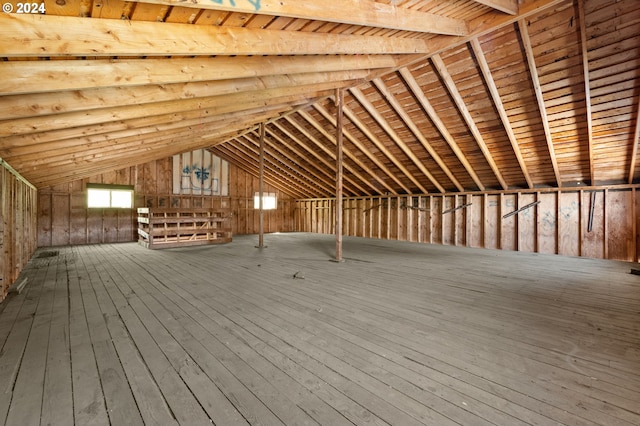 view of unfinished attic