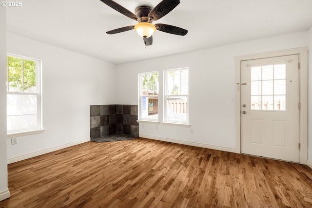 3804 SE 130th Ave, Portland, OR 97236 - foyer entrance featuring wood finished floors, baseboards, and a ceiling fan