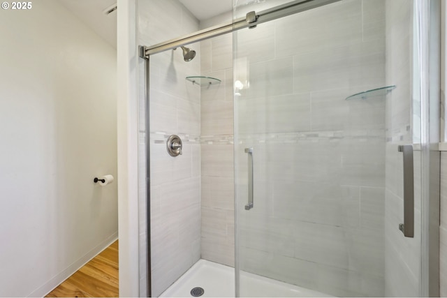 707 S 6th Ave, Kelso, WA 98626 - bathroom with wood finished floors and a stall shower