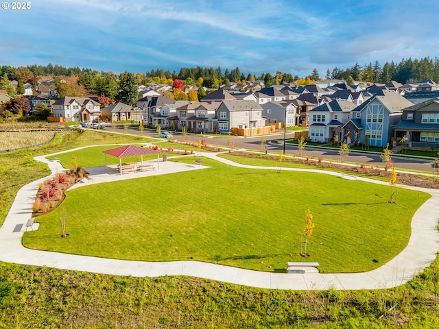 surrounding community with a residential view and a yard