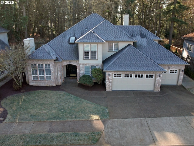 view of front of property with a garage