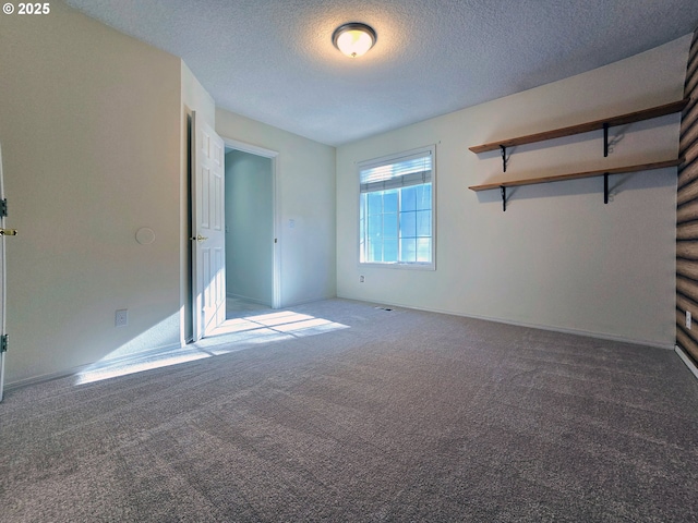 interior space with light carpet and a textured ceiling