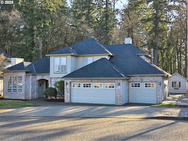 view of front facade with a garage