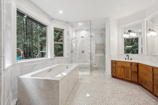 9423 NE 180th Way, Battle Ground, WA 98604 - full bath featuring a stall shower, a bath, and vanity