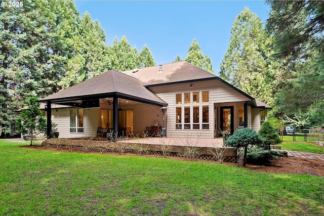 9423 NE 180th Way, Battle Ground, WA 98604 - rear view of house featuring a deck, a shingled roof, and ceiling fan