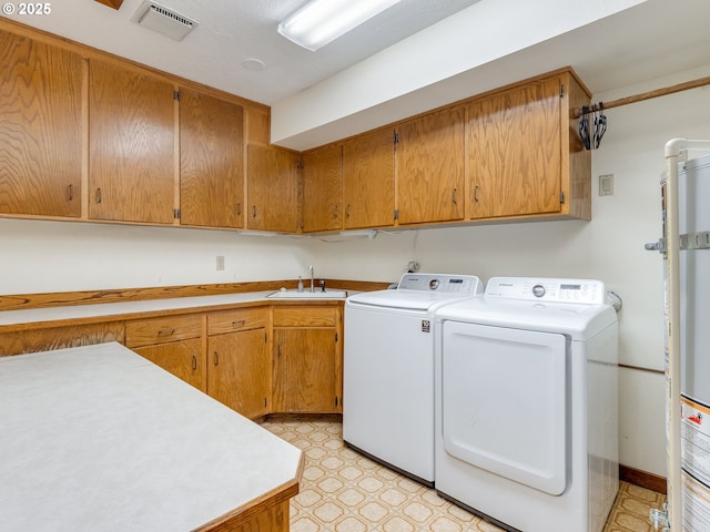 2972 Tolkien Ln, Lake Oswego, OR 97034 - washroom with separate washer and dryer, cabinet space, water heater, and light floors
