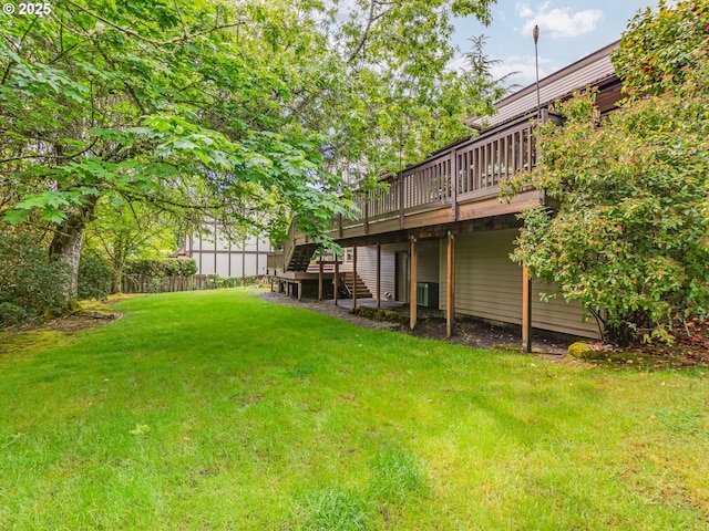 2972 Tolkien Ln, Lake Oswego, OR 97034 - view of yard featuring a wooden deck and stairway