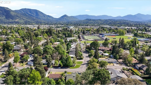 bird's eye view with a mountain view and a residential view