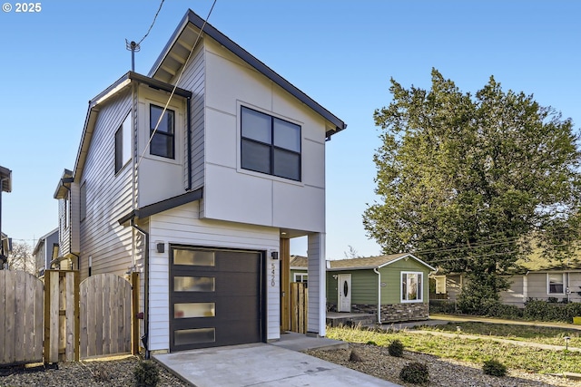 contemporary home featuring a garage