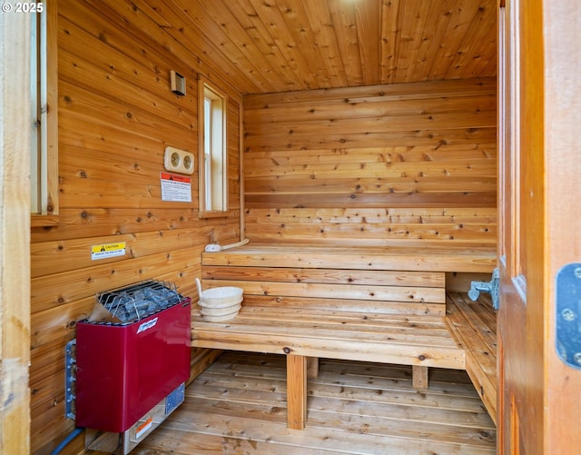 view of sauna featuring wood-type flooring