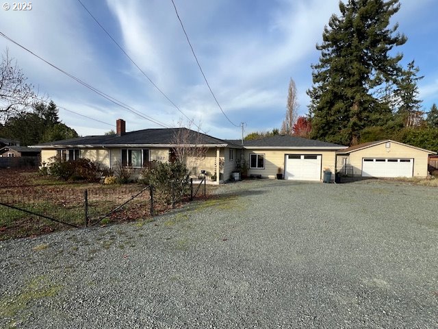 single story home featuring an attached garage and driveway