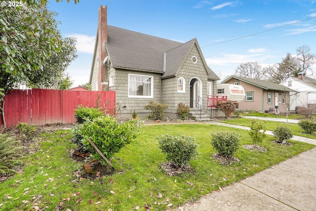 1825 NE 4th St, Salem, OR 97301 - view of front of house with a shingled roof and a chimney