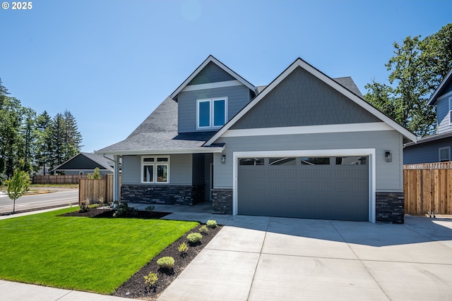 24934 Westfield Ave, Veneta, OR 97487 - craftsman-style house featuring concrete driveway, stone siding, a garage, and roof with shingles