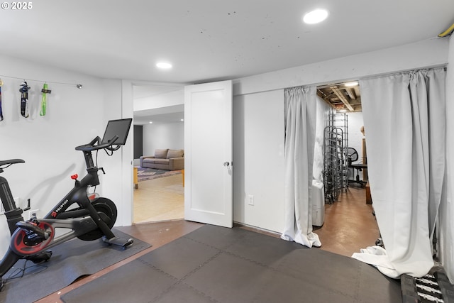 exercise area with recessed lighting