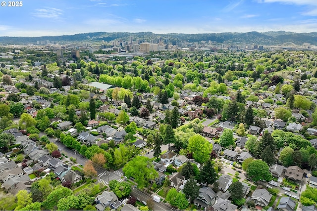 bird's eye view with a mountain view