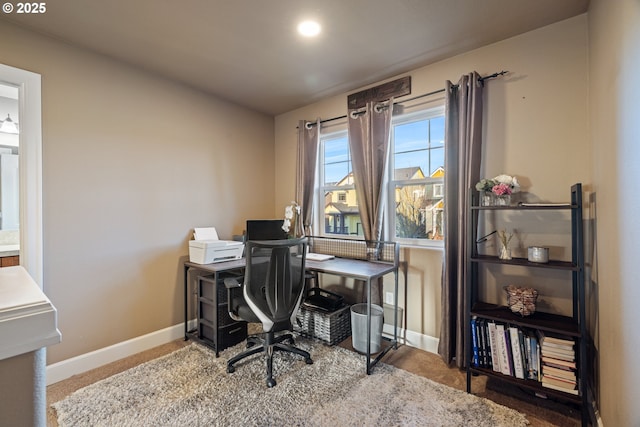 home office featuring baseboards