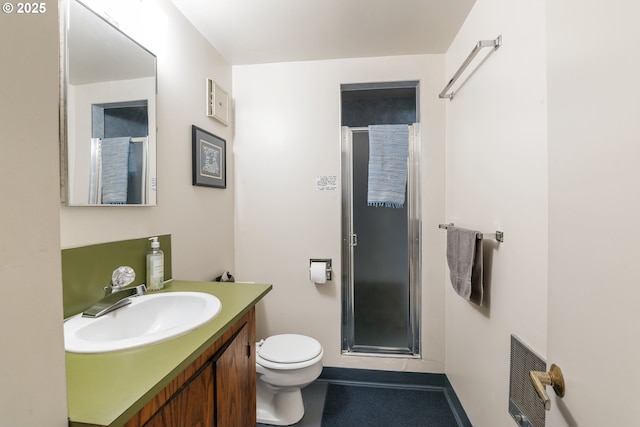 5870 Floyd Ave, Cloverdale, OR 97112 - full bath featuring a shower stall, toilet, vanity, and visible vents