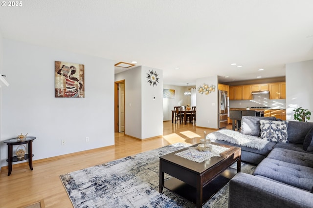 living room featuring light wood-type flooring