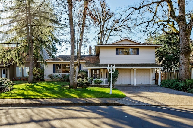 view of front of home featuring a garage and a front yard