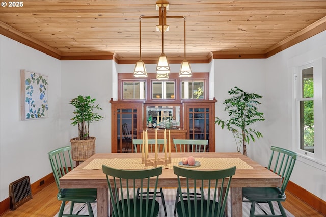 2603 NE 11th Ave, Portland, OR 97212 - dining area featuring crown molding, wood finished floors, and wood ceiling
