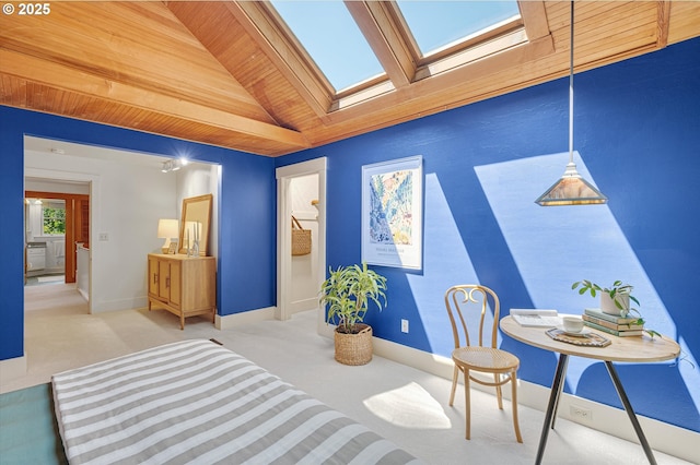 2603 NE 11th Ave, Portland, OR 97212 - sitting room with wood ceiling, a skylight, lofted ceiling, and carpet floors