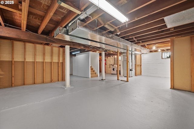 2603 NE 11th Ave, Portland, OR 97212 - below grade area featuring washer / clothes dryer, stairs, and heating unit