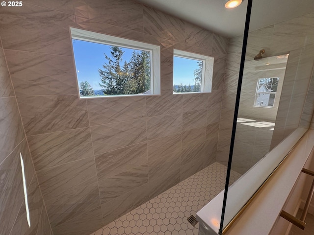 bathroom featuring walk in shower