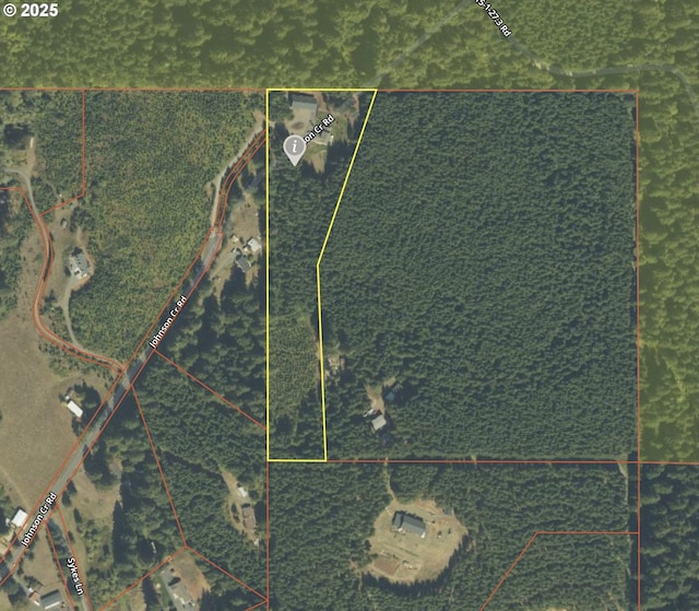 94703 Johnson Rd, Marcola, OR 97454 - aerial view of property's location with property parcel outlined