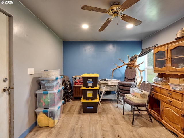 1301 49th Ave, Salem, OR 97317 - interior space featuring light wood finished floors, ceiling fan, recessed lighting, and baseboards