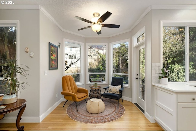 sunroom / solarium with a wealth of natural light and a ceiling fan