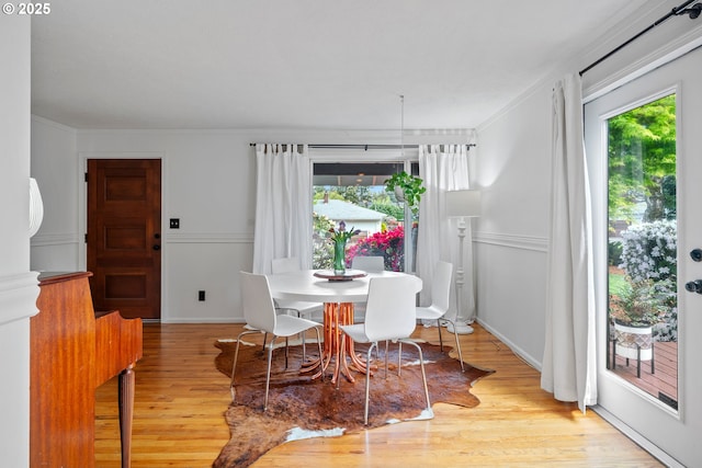 dining space featuring wood finished floors and a wealth of natural light