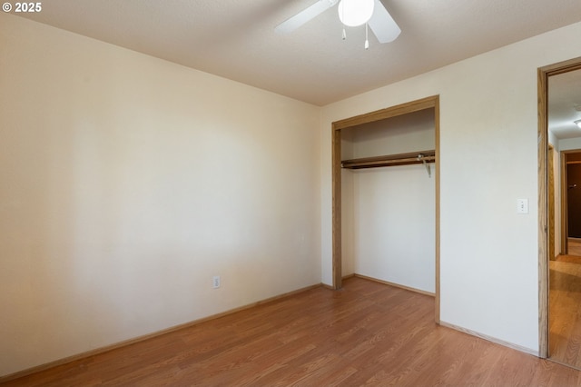 1502 NE 72nd St, Vancouver, WA 98665 - unfurnished bedroom with light wood-style flooring, a closet, and a ceiling fan