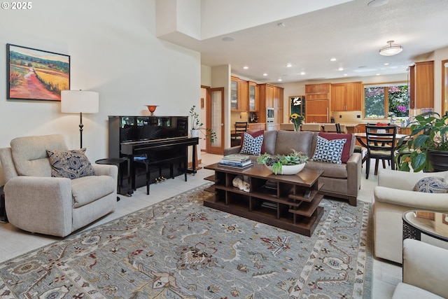 17514 Brookhurst Dr, Lake Oswego, OR 97034 - living area featuring recessed lighting and light tile patterned floors