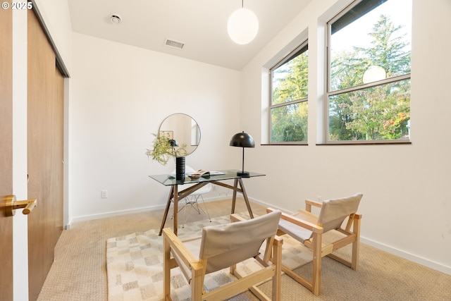 3105 NW Blue Sky Ln, Portland, OR 97229 - office area featuring visible vents, baseboards, and light colored carpet