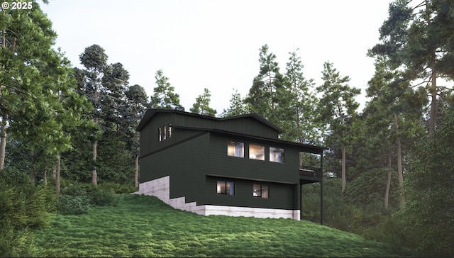 3105 NW Blue Sky Ln, Portland, OR 97229 - view of side of home with a balcony and a lawn